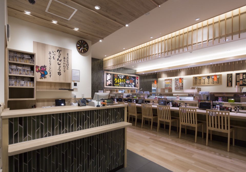 CPO設計　飲食店施工事例「がってん寿司 練馬土支田店」
